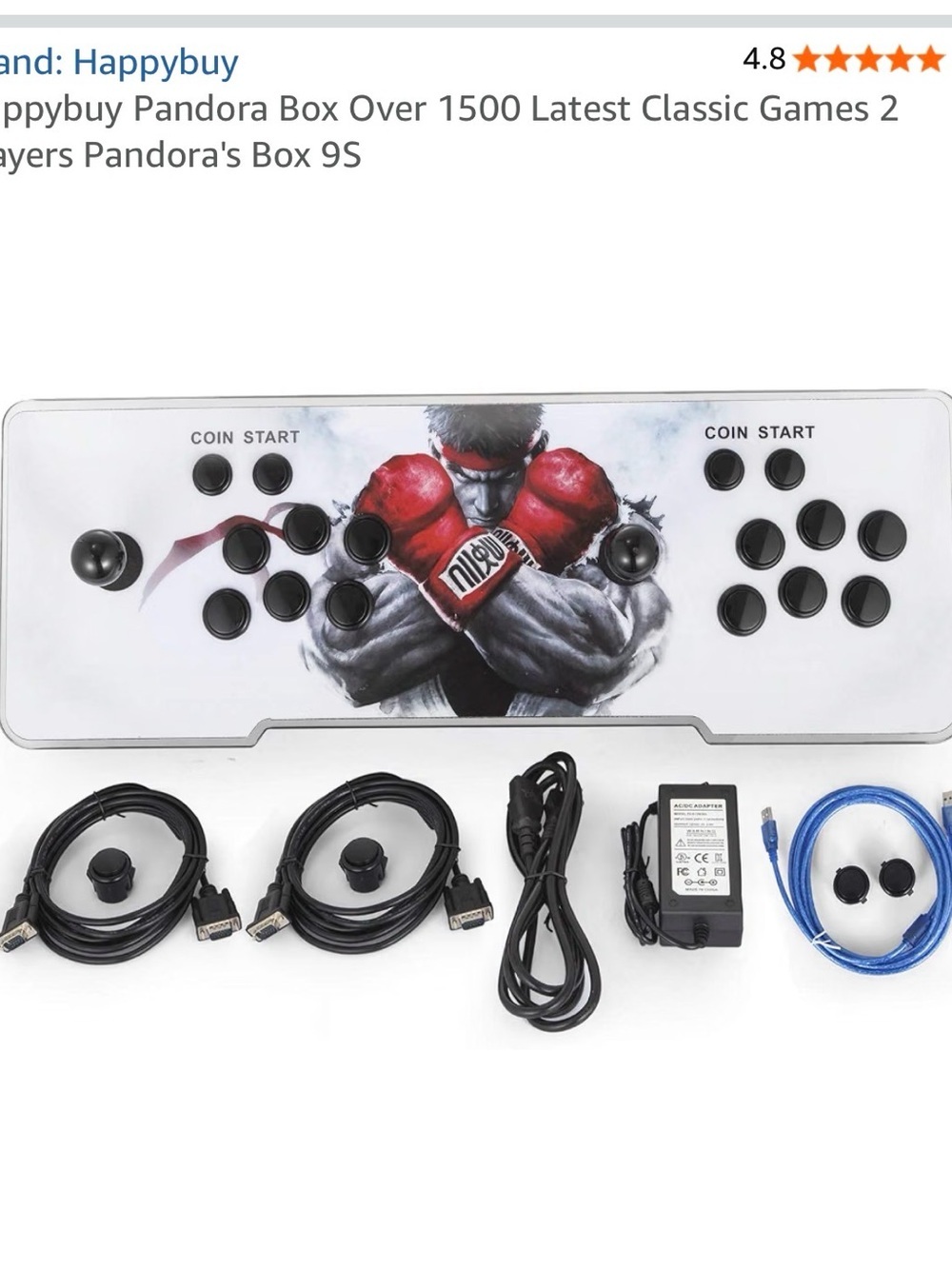 White Pandora's Box 9S Arcade Console with Dual Joysticks